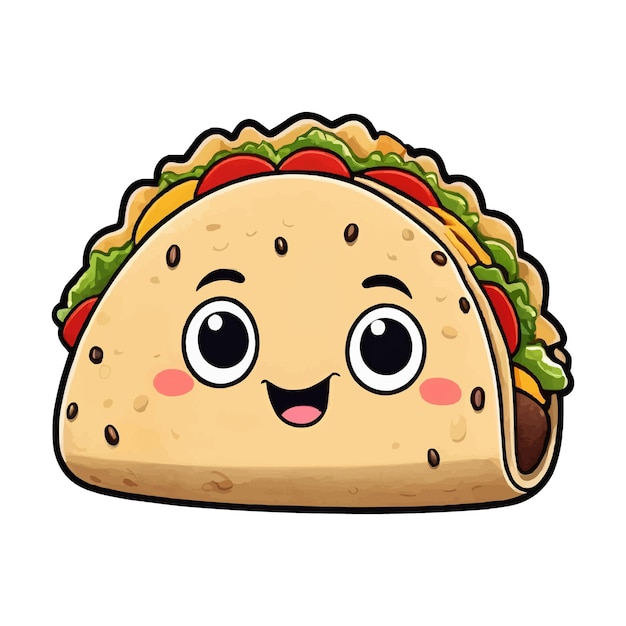 cute funny cartoon taco vector