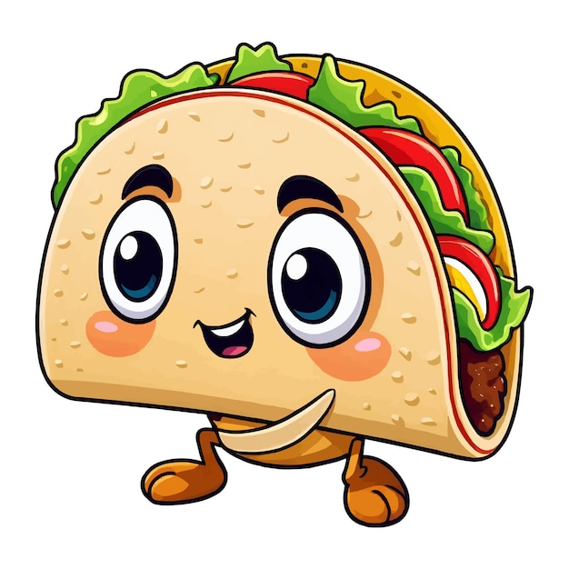 cute funny cartoon taco vector