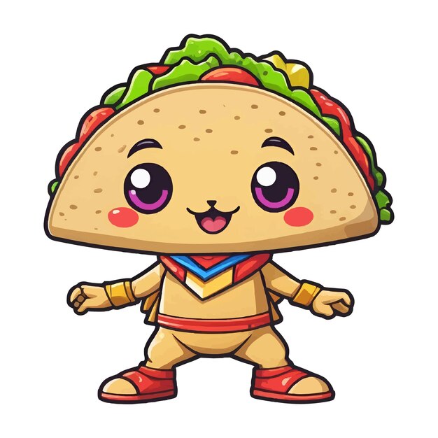 cute funny cartoon taco vector