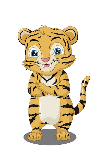 Cute funny cartoon tiger illustration