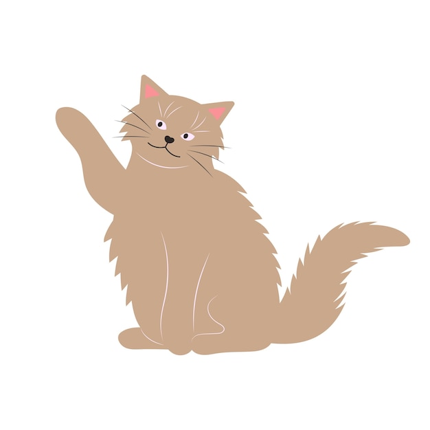 Cute funny cat Fat pet animal Cartoon character Flat vector illustration