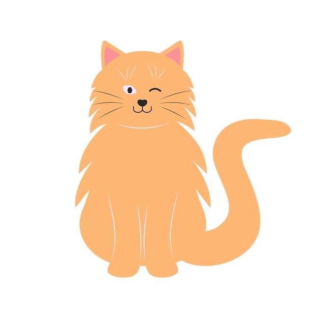 Cute funny cat Fat pet animal Cartoon character Flat vector illustration