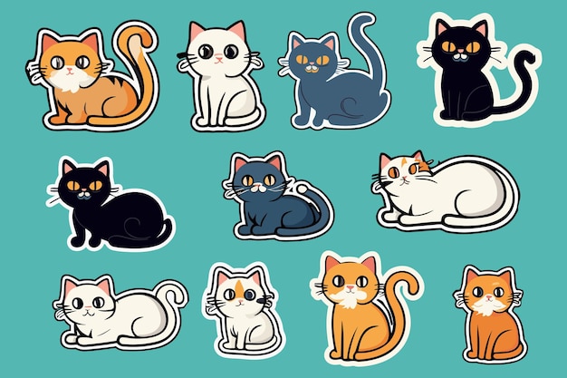 Cute Funny Cats Stickers illustration