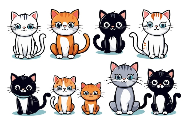 Cute Funny Cats Stickers illustration