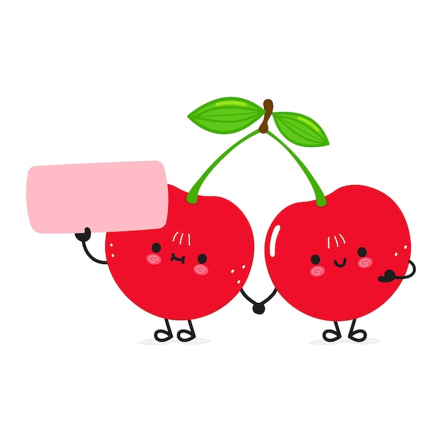 Cute funny cherry poster character