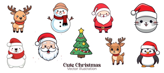 Cute Funny Christmas Party Santa Snowman Reindeer