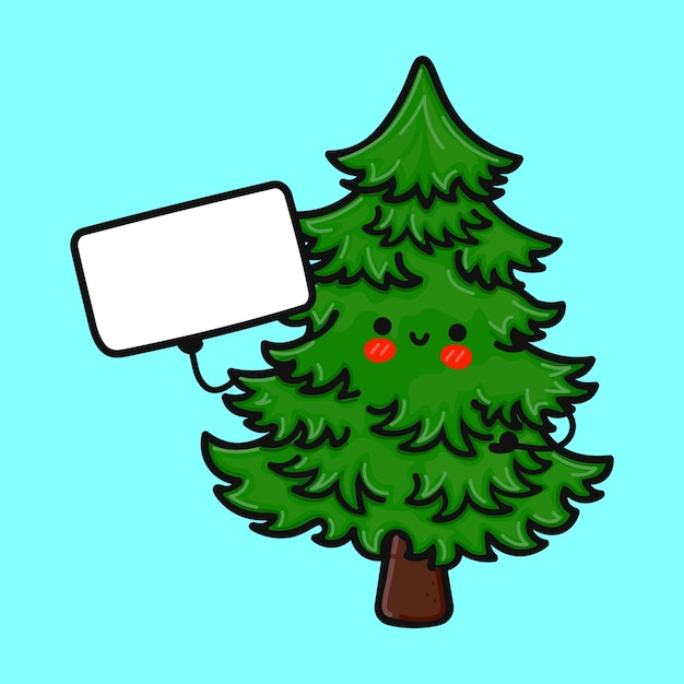 Cute funny Christmas tree with poster