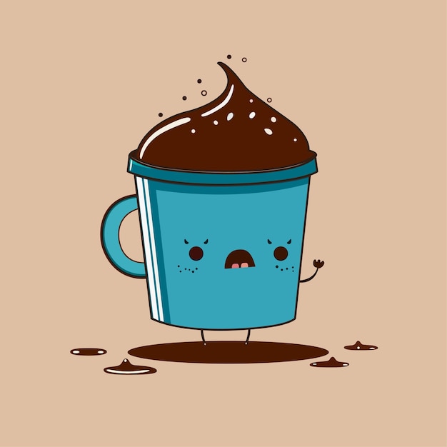 Cute Funny Coffee Cup Vector Illustration