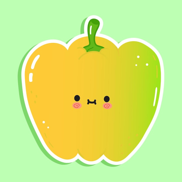 Cute funny colored bell pepper sticker character