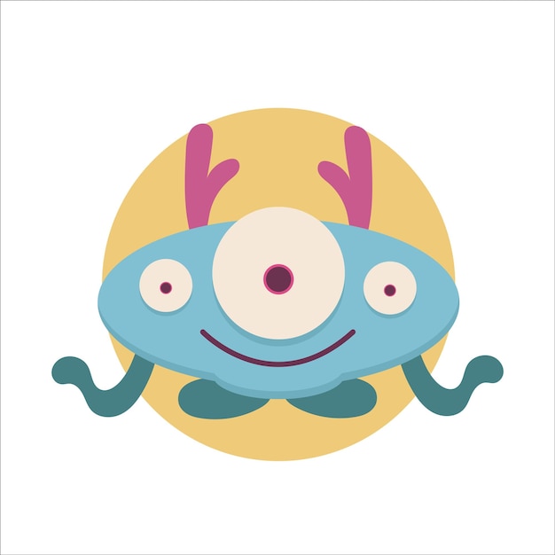 Cute and funny colorful monster for halloween with big open mouth as copy space