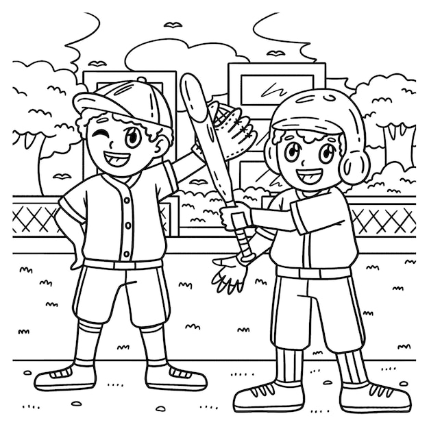 A cute and funny coloring page of a Baseball Teammate Provides hours of coloring fun for children To color this page is very easy Suitable for little kids and toddlers