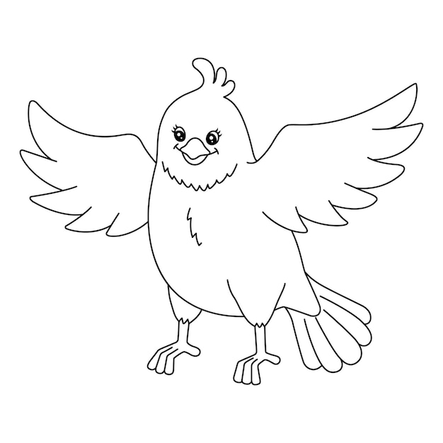 Funny Little Bird Coloring Page for Kids Gráfico por