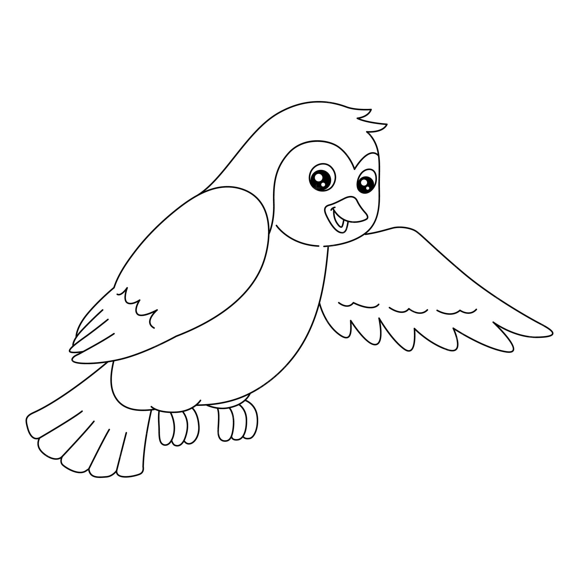 Funny Little Bird Coloring Page for Kids Gráfico por