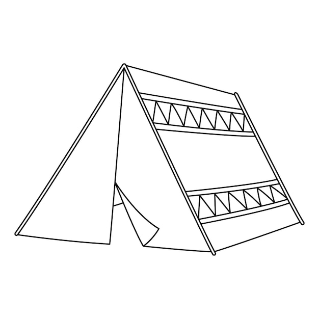 A cute and funny coloring page of a Camping Tent Provides hours of coloring fun for children Color this page is very easy Suitable for little kids and toddlers