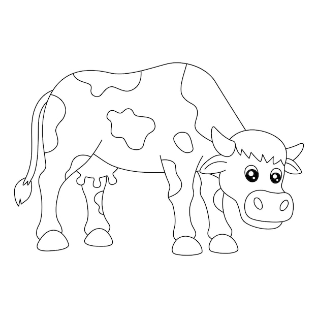 Vector a cute and funny coloring page of a cattle. provides hours of coloring fun for children. to color, this page is very easy. suitable for little kids and toddlers.