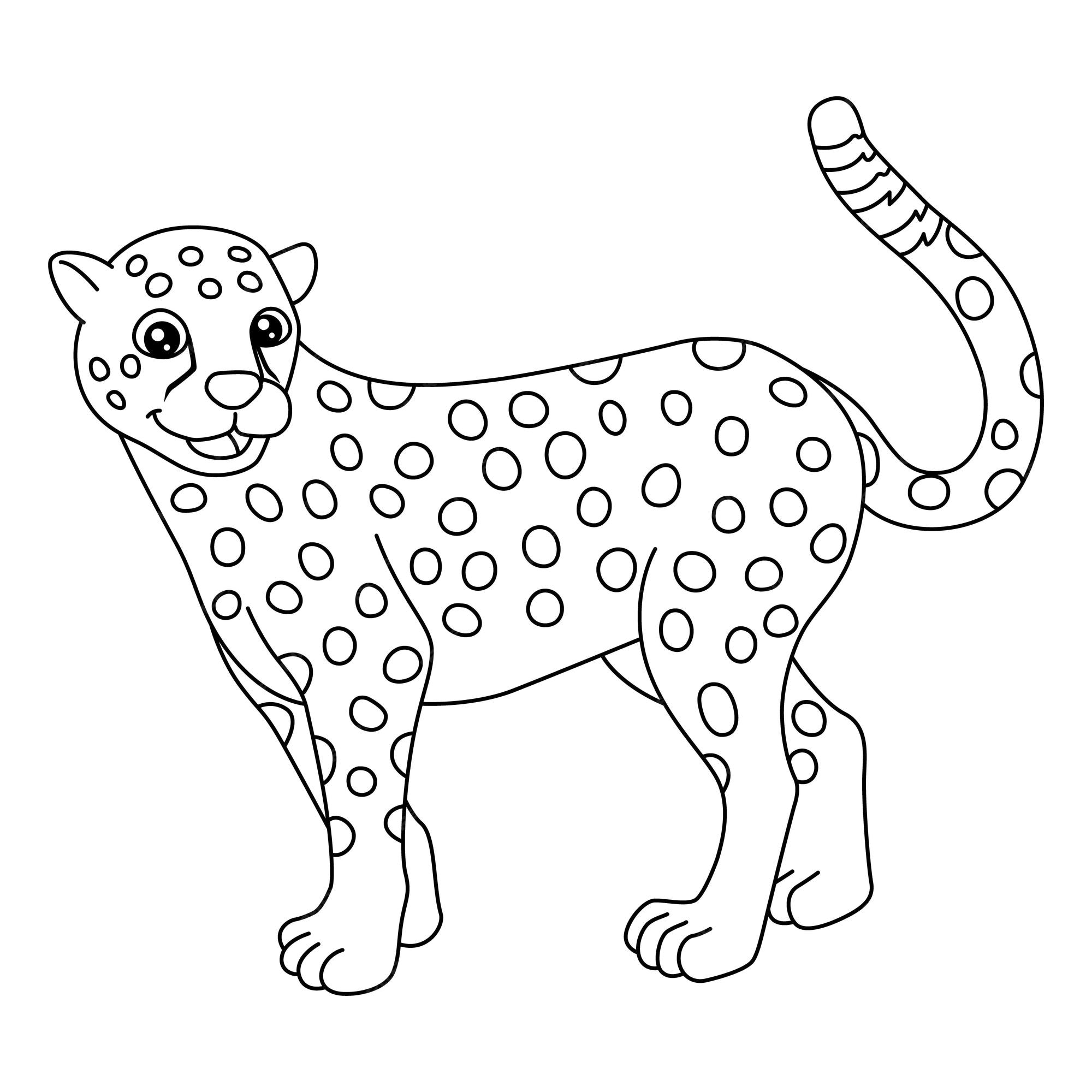 Premium Vector | A cute and funny coloring page of a cheetah. provides ...