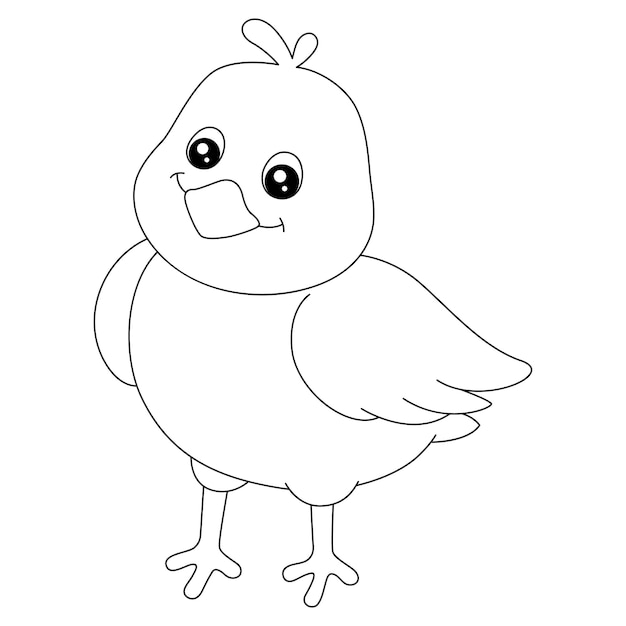 A cute and funny coloring page of a chick farm animal. Provides hours of coloring fun for children. To color, this page is very easy. Suitable for little kids and toddlers.