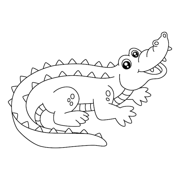 Vector a cute and funny coloring page of a crocodile. provides hours of coloring fun for children. to color, this page is very easy. suitable for little kids and toddlers.