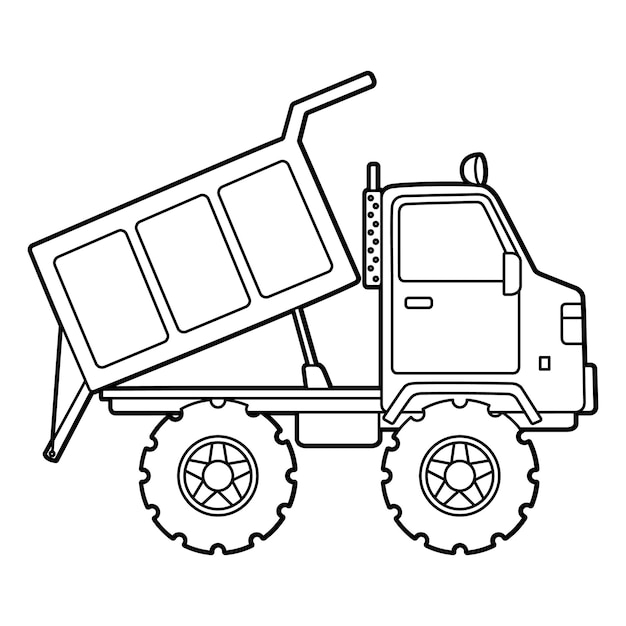 Vector a cute and funny coloring page of a dump truck vehicle. provides hours of coloring fun for children. to color, this page is very easy. suitable for little kids and toddlers.