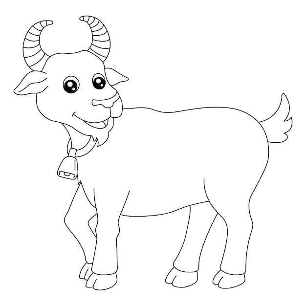 A cute and funny coloring page of a goat. Provides hours of coloring fun for children. To color, this page is very easy. Suitable for little kids and toddlers.