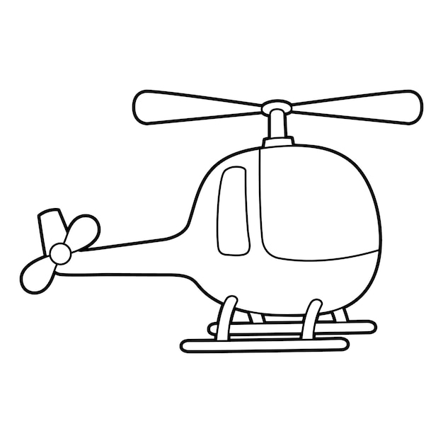 A cute and funny coloring page of a helicopter vehicle. Provides hours of coloring fun for children. To color, this page is very easy. Suitable for little kids and toddlers.