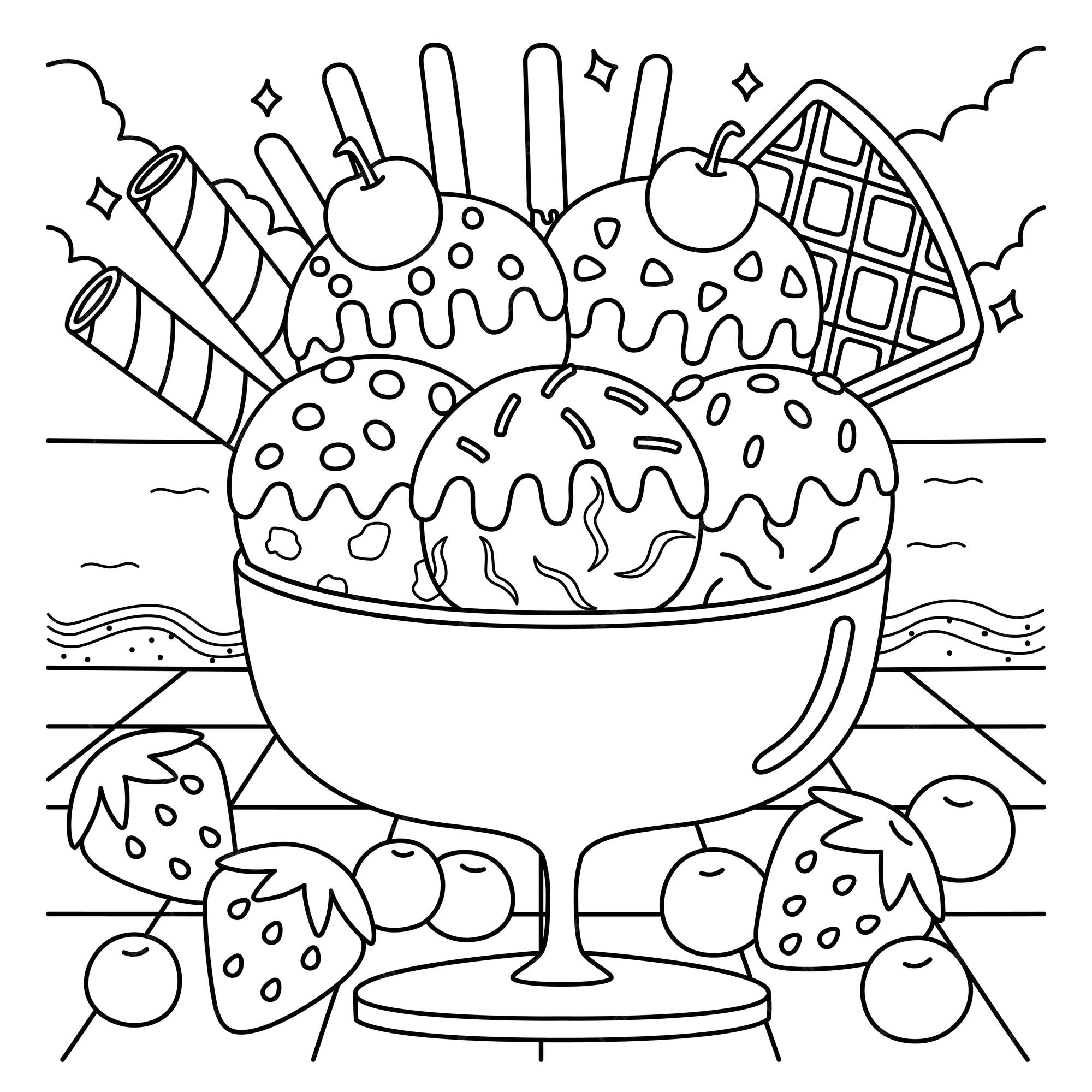 Education Game For Children Coloring Page Cartoon Food Ice Cream