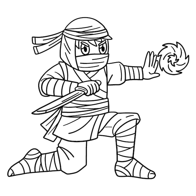 A cute and funny coloring page of a Ninja and Chakra Energy. Provides hours of coloring fun for children. Color, this page is very easy. Suitable for little kids and toddlers.