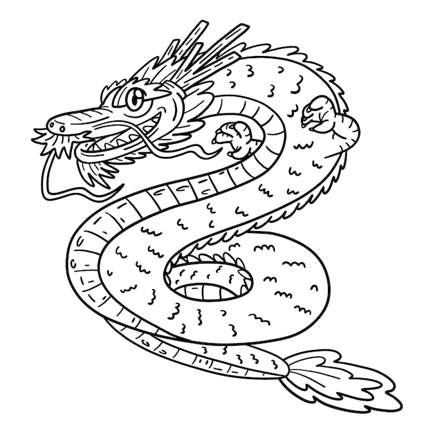 A cute and funny coloring page of an Oriental Dragon Provides hours of coloring fun for children Color this page is very easy Suitable for little kids and toddlers