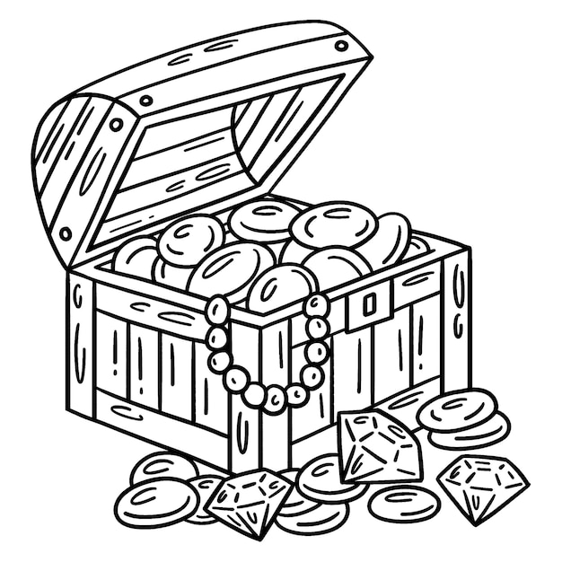 A cute and funny coloring page of a Pirate Chests. Provides hours of coloring fun for children. Color, this page is very easy. Suitable for little kids and toddlers.