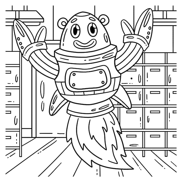 A cute and funny coloring page of a Robot with Rocket Booster Provides hours of coloring fun for children To color this page is very easy Suitable for little kids and toddlers