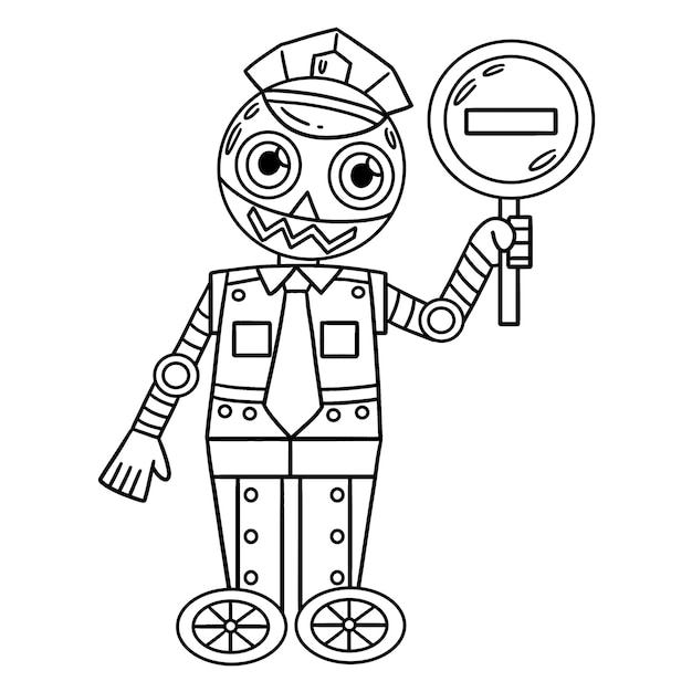 A cute and funny coloring page of a Security Guard Robot Provides hours of coloring fun for children To color this page is very easy Suitable for little kids and toddlers