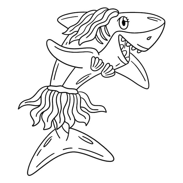 a cute and funny coloring page of a shark and seaweed provides hours of coloring fun for children to color this page is very easy suitable for little kids and toddlers