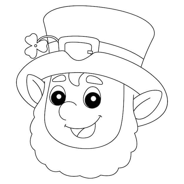 A cute and funny coloring page of a St. Patricks Day leprechaun head. Provides hours of coloring fun for children. To color, this page is very easy. Suitable for little kids and toddlers.