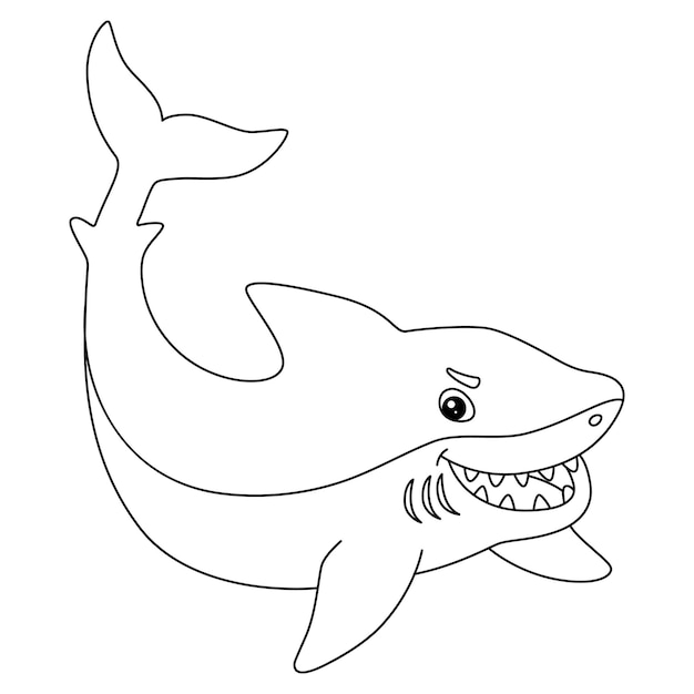 Vector a cute and funny coloring page of a white shark, or white pointer. provides hours of coloring fun for children. to color, this page is very easy. suitable for little kids and toddlers.