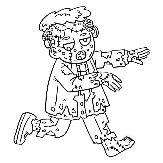 A cute and funny coloring page of a Zombie Frankenstein Provides hours of coloring fun for children To color this page is very easy Suitable for little kids and toddlers