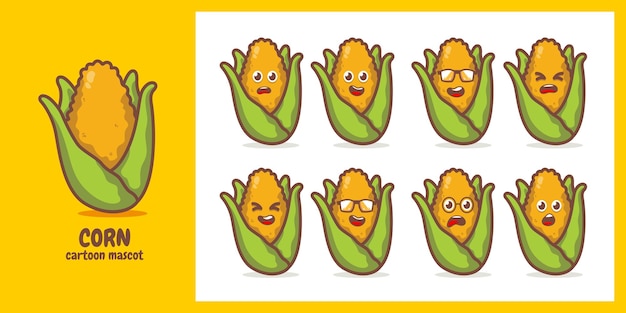 Cute funny corn character. Vector hand drawn cartoon kawaii character illustration icon. Isolated on