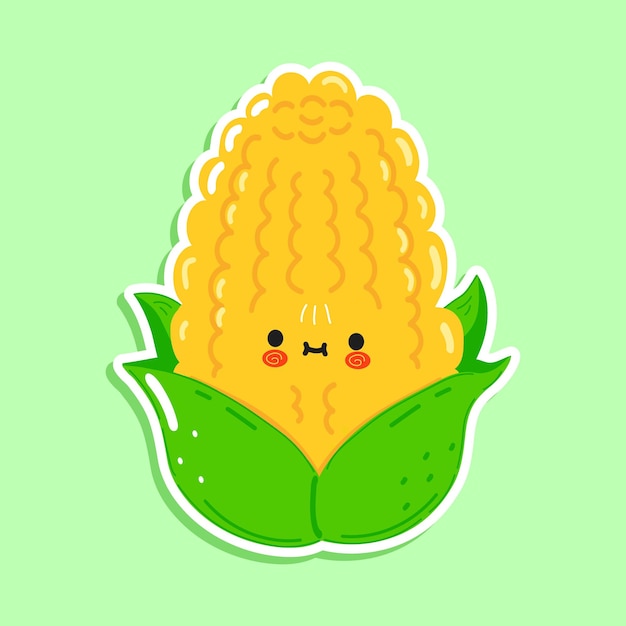 Vector cute funny corn sticker character