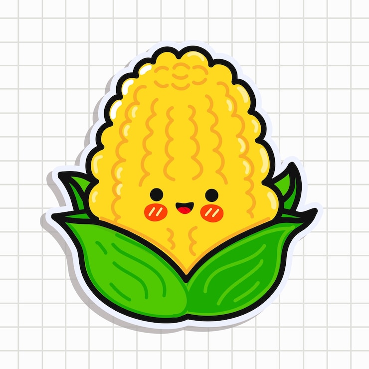 Vector cute funny corn sticker