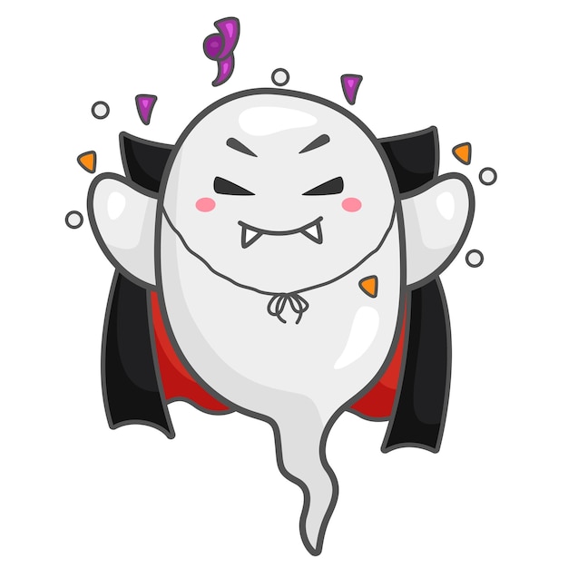 Cute Funny Creepy Spooky Ghost Halloween Cartoon Decoration Illustration Vector Clipart Sticker