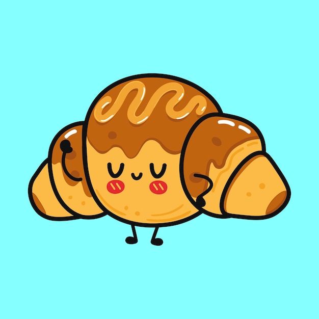 Cute funny croissant character