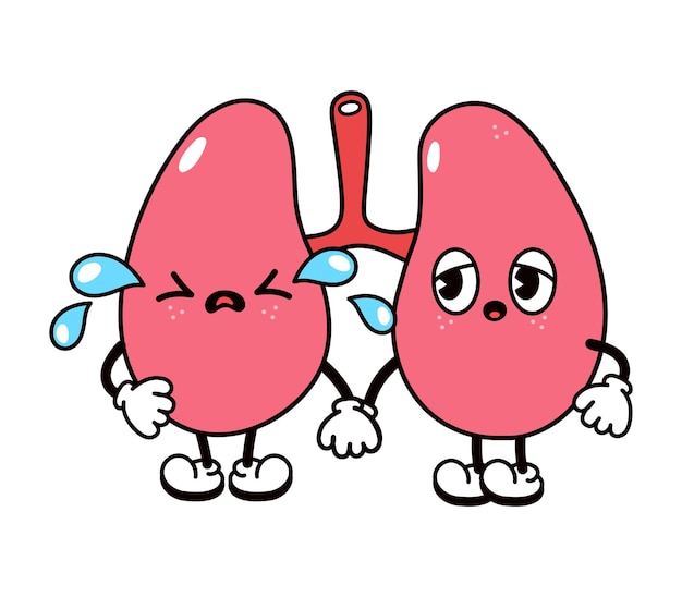 Cute funny crying sad lungs character