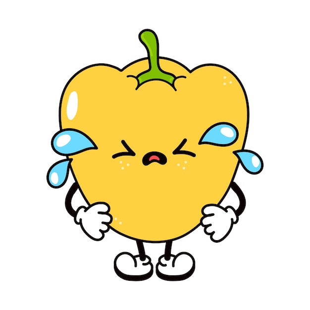 Cute funny crying sad pepper character