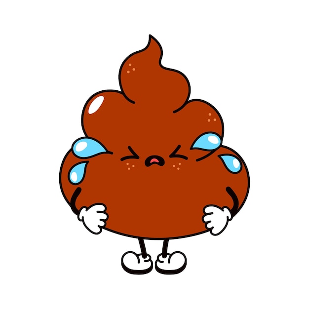 Cute funny crying sad poop character