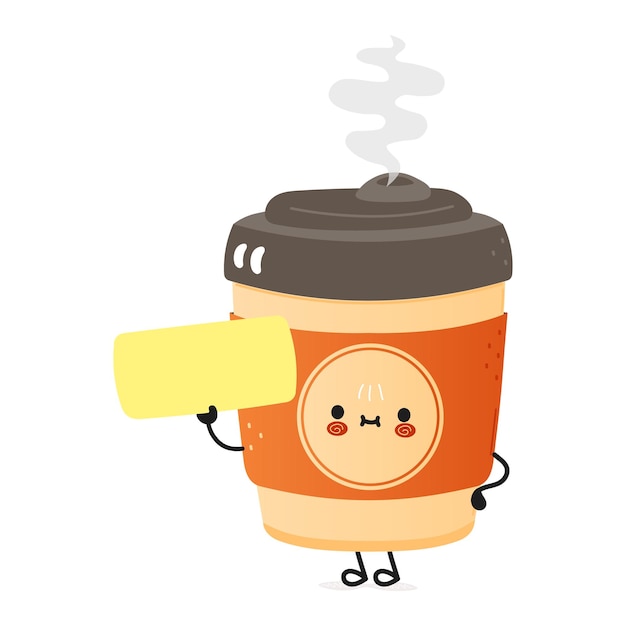 Cute funny cup of coffee poster character