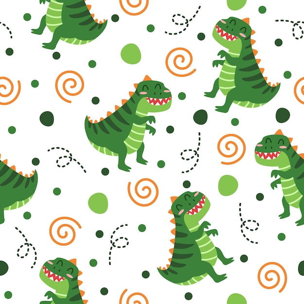 Cute funny dinosaur pattern illustration design