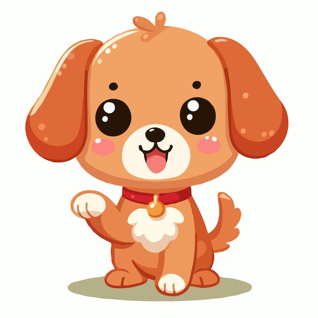 白い背景に描かれたかわいい犬のアニメのベクトル