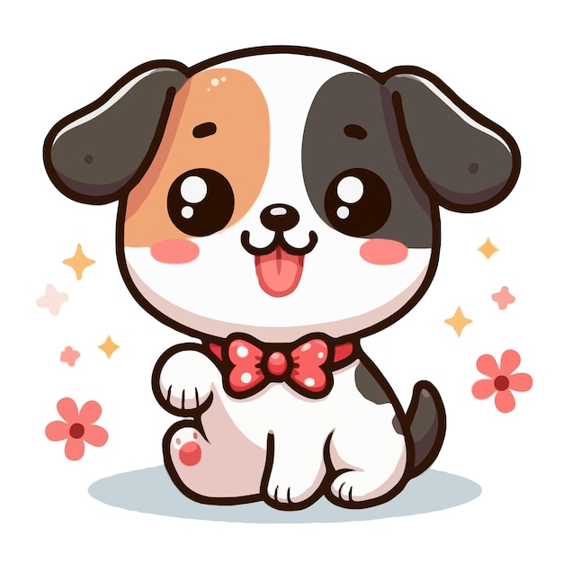 白い背景に描かれたかわいい犬のアニメのベクトル