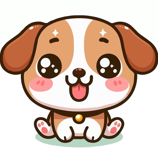 白い背景に描かれたかわいい犬のアニメのベクトル