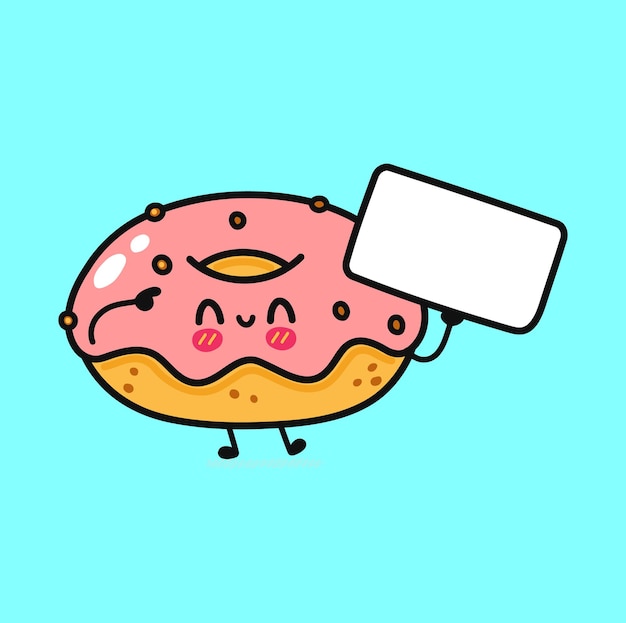 Vector cute funny donut with poster