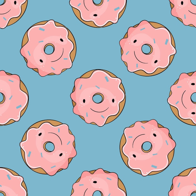 Vector cute funny donuts seamless pattern. vector stock illustration.